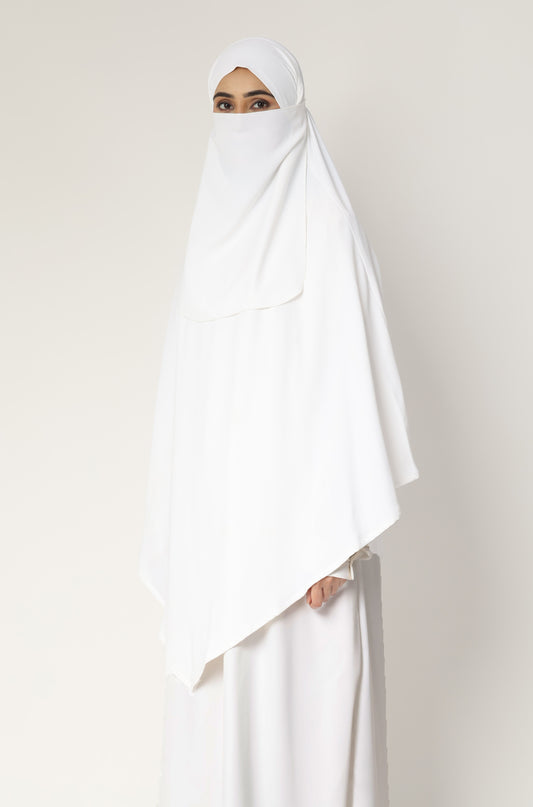 Khimar Single Layer Pearl White