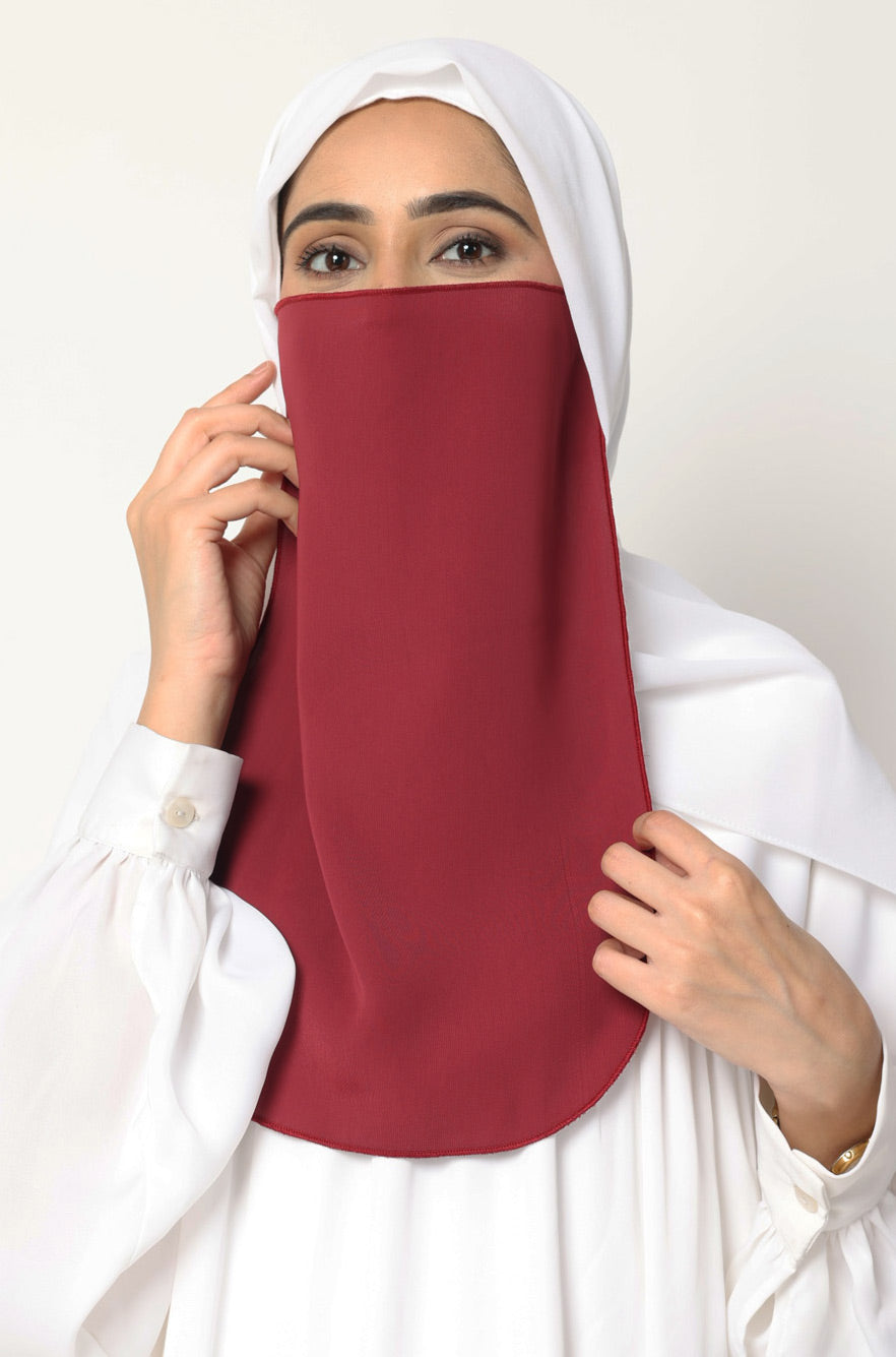 Half Niqab Maroon