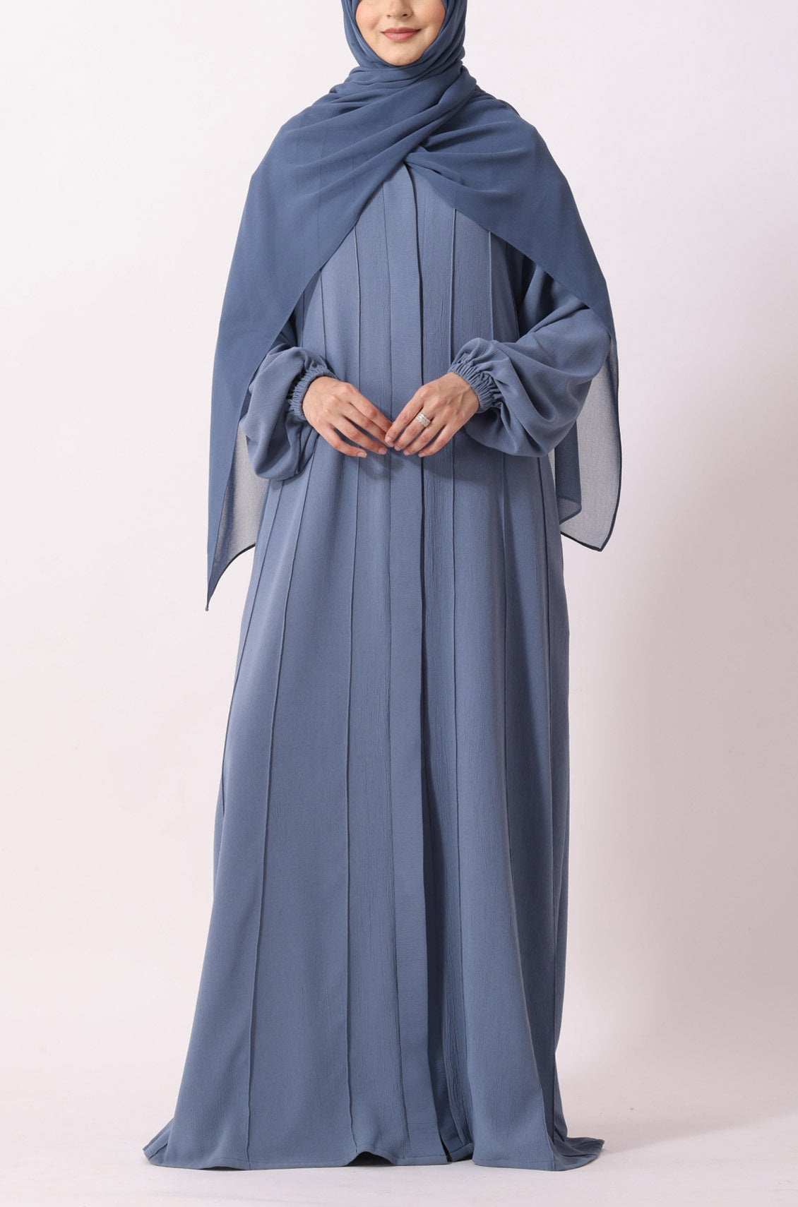 Simple Pleated Abaya Indigo