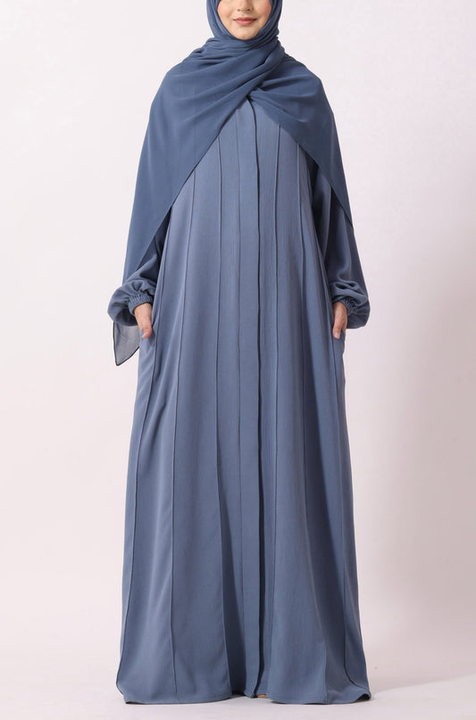 Simple Pleated Abaya Indigo