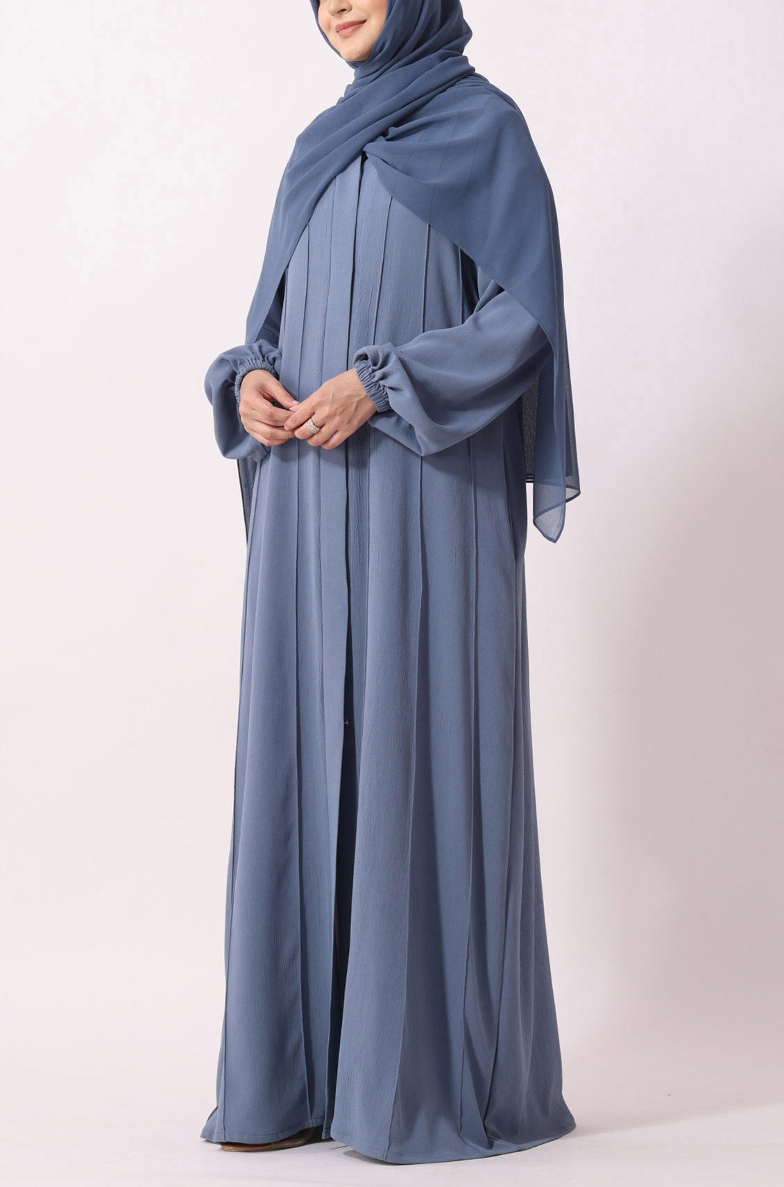 Simple Pleated Abaya Indigo