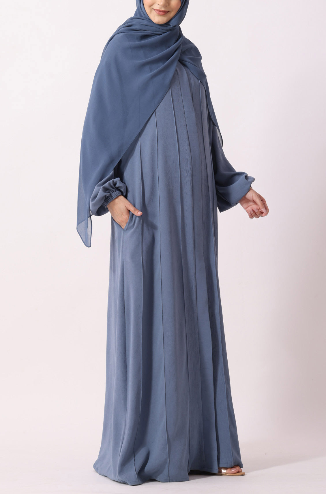 Simple Pleated Abaya Indigo