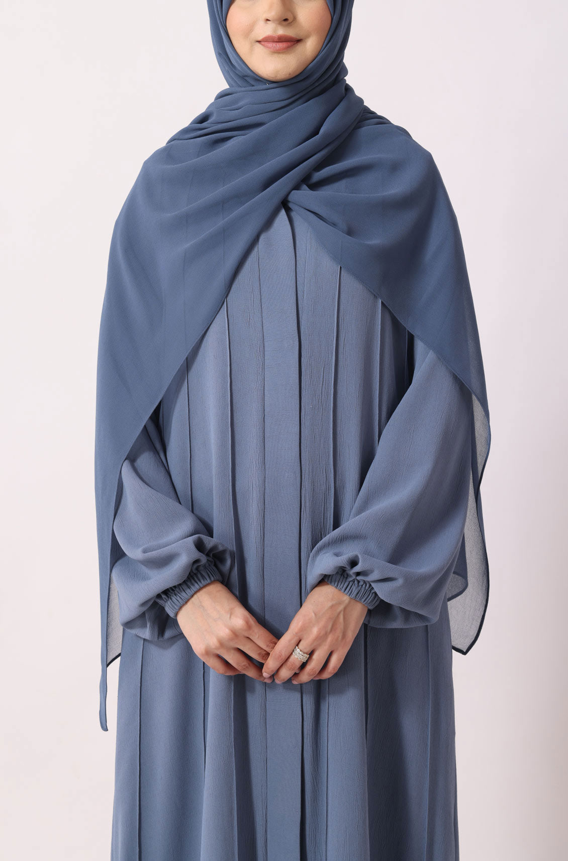 Simple Pleated Abaya Indigo