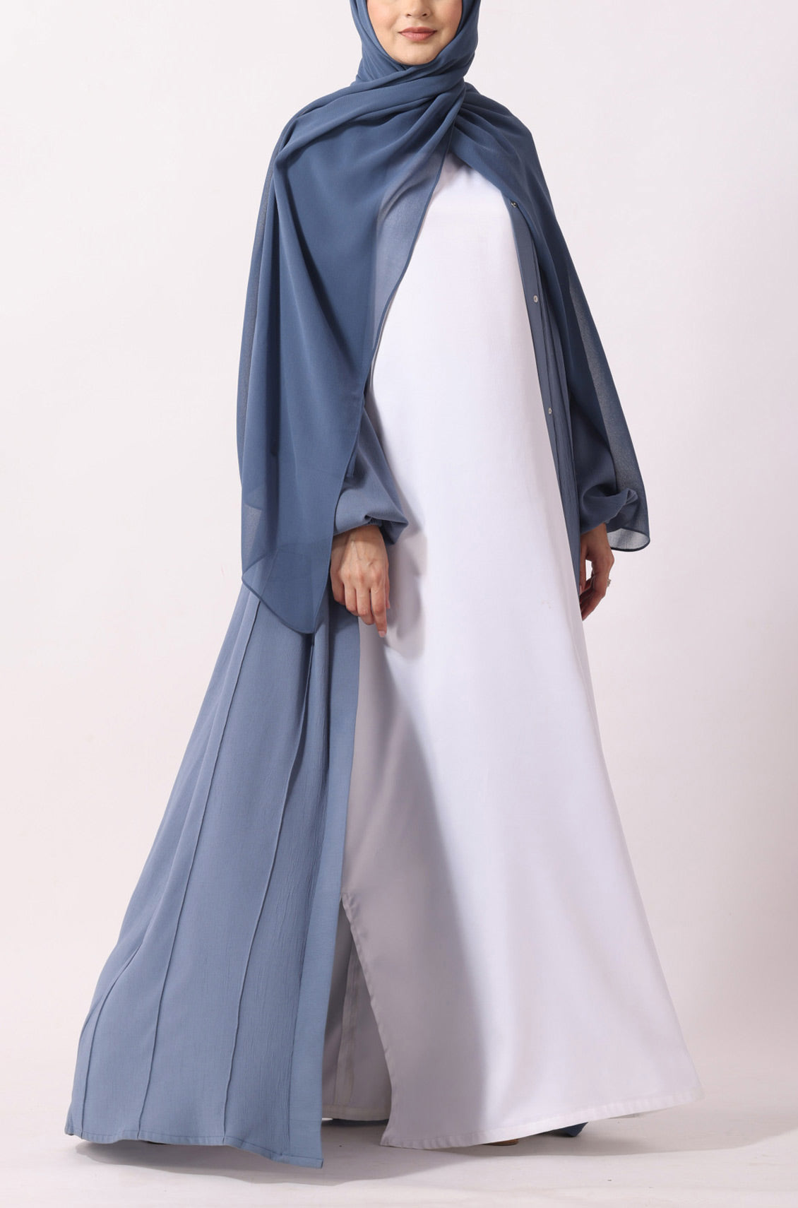 Simple Pleated Abaya Indigo