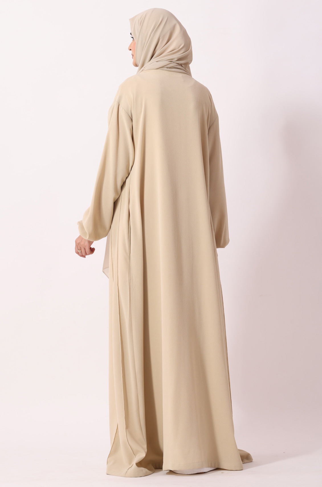 Simple Pleated Abaya Butter Cream