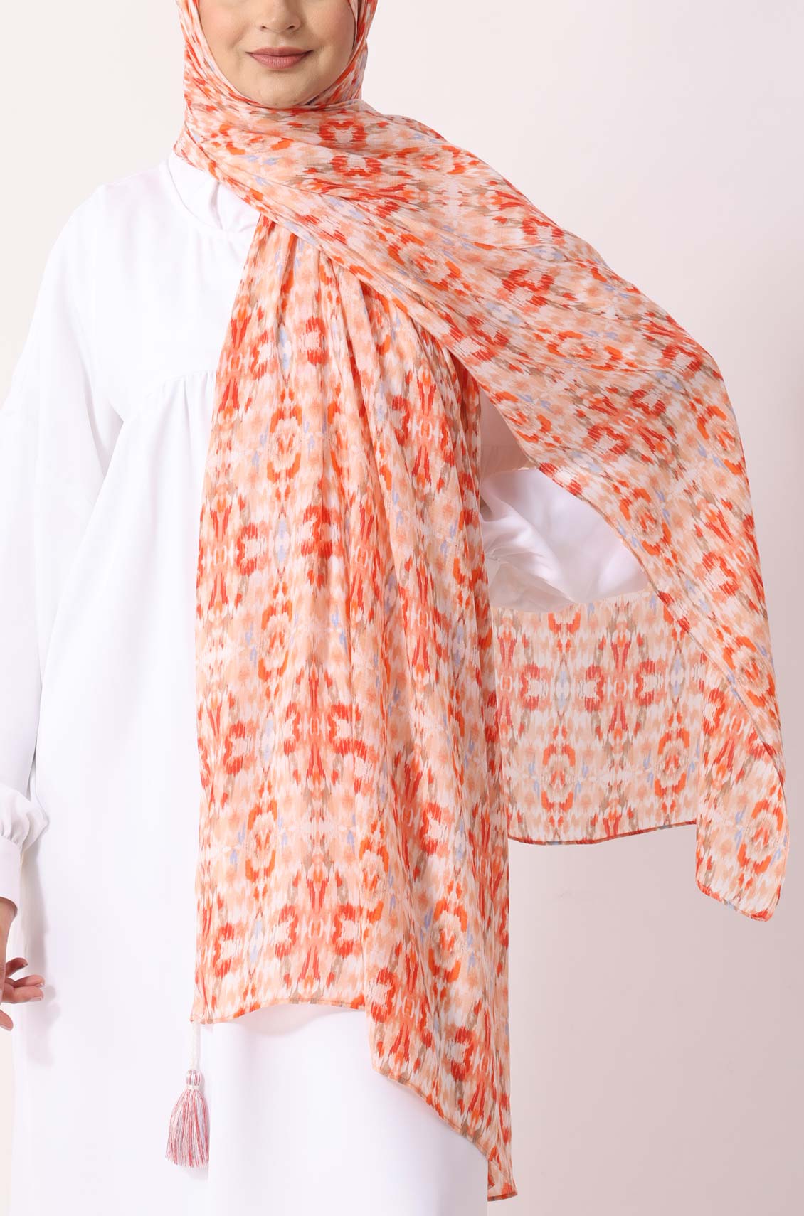 Orange Ikat Print Modal Hijab