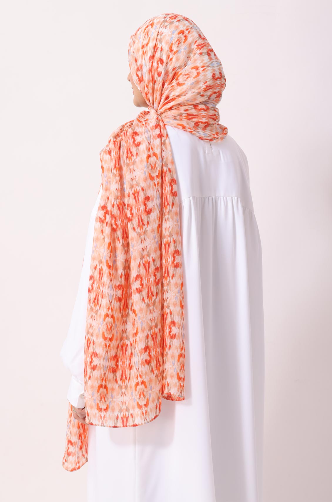 Orange Ikat Print Modal Hijab