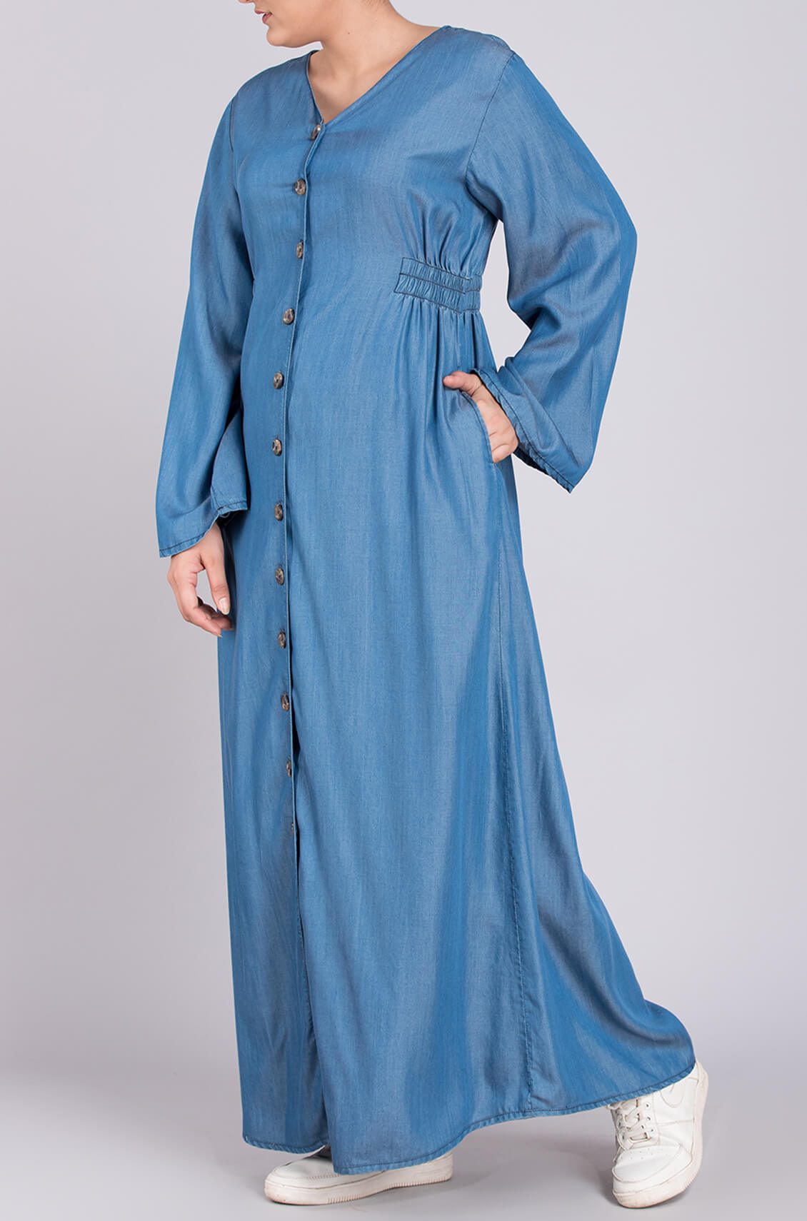 Buy Silk Route� Detachable Hoodie Deep Blue Denim Abaya Denim Urban Maxi  Dress Jilbab Small 56 at Amazon.in
